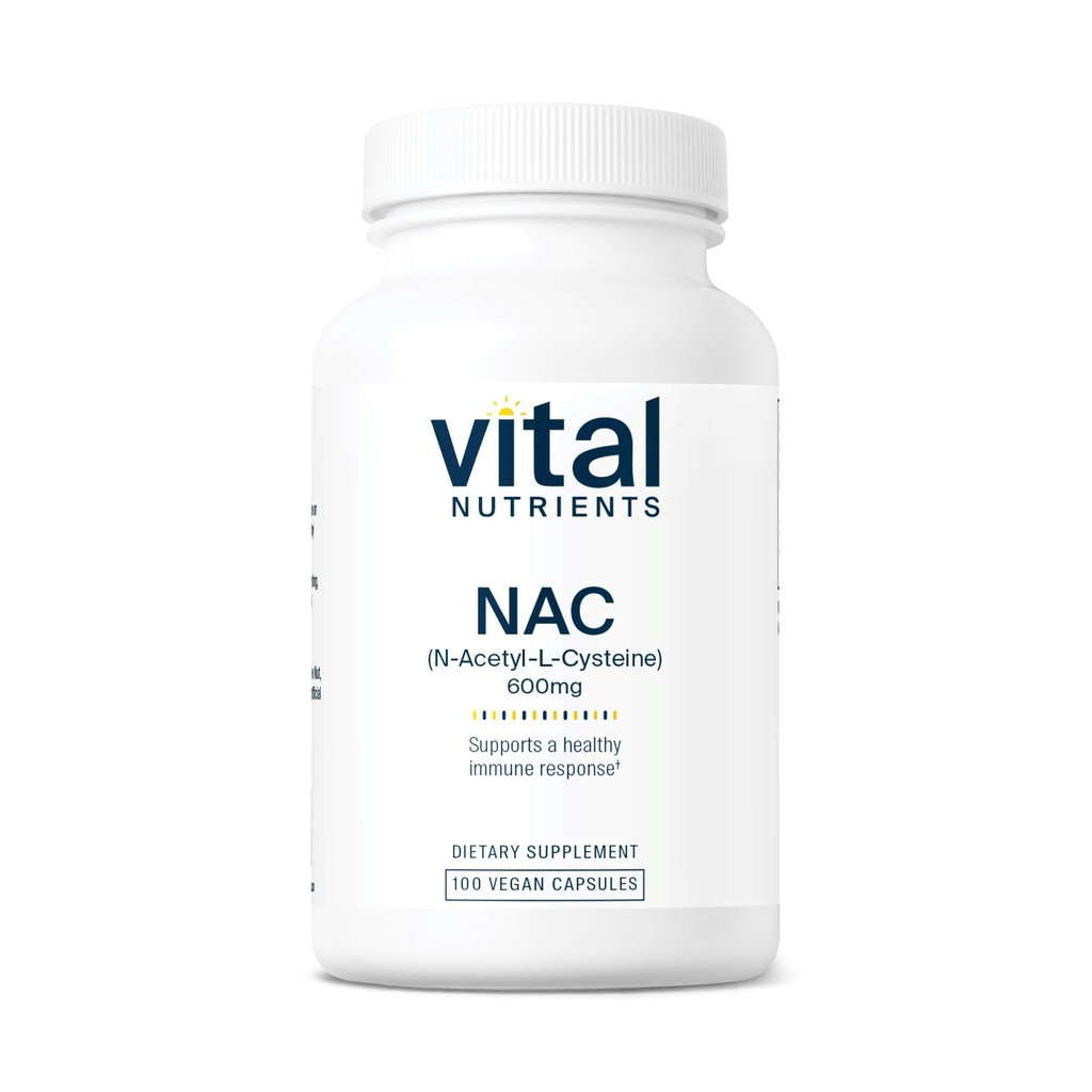 Vital Nutrients NAC 600mg - N-Acetyl Cysteine - Vegan NAC Supplement - Antioxidant for Sinus, Liver, Immune, and Respiratory Health* - Gluten, Dairy, Soy Free - 100 Capsules