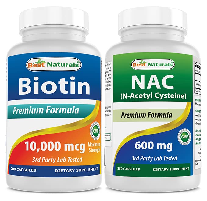 Best Naturals Biotin 10,000 Mcg & NAC - N Acetyl Cysteine 600 mg