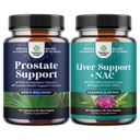Bundle of Herbal Prostate Supplement for Men - Potent Pygeum Saw Palmetto Extract Beta Sitosterol & Green Tea and Liver Support NAC Supplement with Milk Thistle for Liver Cleanse Detox & Repair