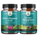 Bundle of Liver Support NAC - N Acetyl Cysteine Antioxidants Turmeric Choline Dandelion & L-Glutathione and Liver Cleanse Detox & Repair - Silymarin Milk Thistle Supplement with Artichoke Extract