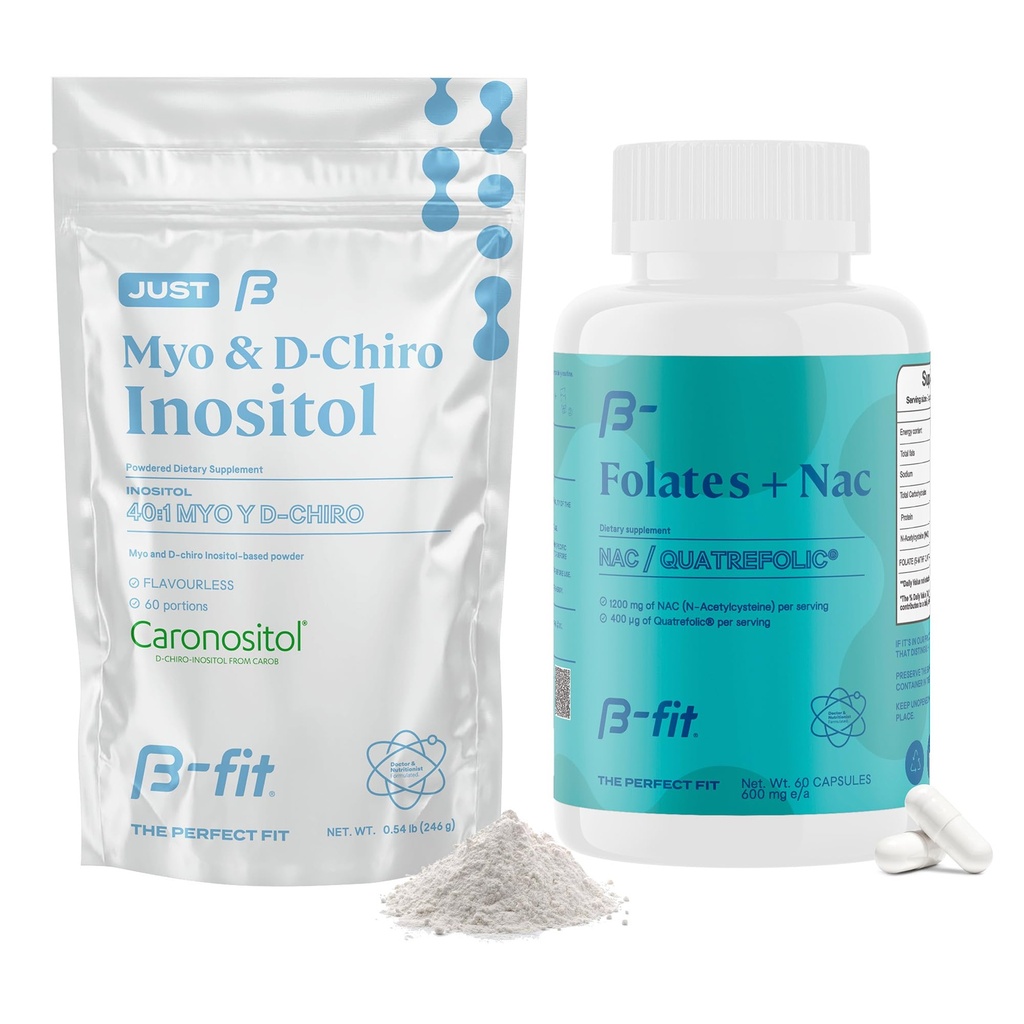 B-FIT B NAC + Just Inositol - N-Acetyl Cysteine Supplement - 60 Capsules - 600mg per Capsule - Myo-inositol & D-Chiro Inositol Supplement 40:1 Formula