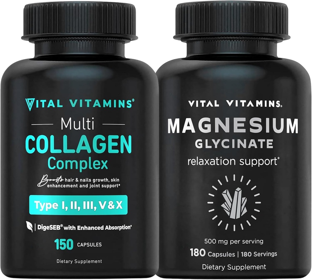 Vitaminas Vitales Capsulas Multi Collagen + Capsulas Glycinate Magnesio