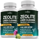 NEW AGE Liver Cleanse & Repair - Gut Health, and Energy - Zeolite for Adults with Noni, Glutathione, NAC, Chlorella, Spirulina, ALA, Cilantro, Milk Thistle & Shilajit - 180 Count