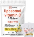 Micro Ingredients 1,000mg Vitamin C Powder for Daily Use | Liposomal Fat-Soluble Form for Better Absorption | Sugar-Free Lemonade Drink Mix | 40 Travel Packets, Fast-Dissolving