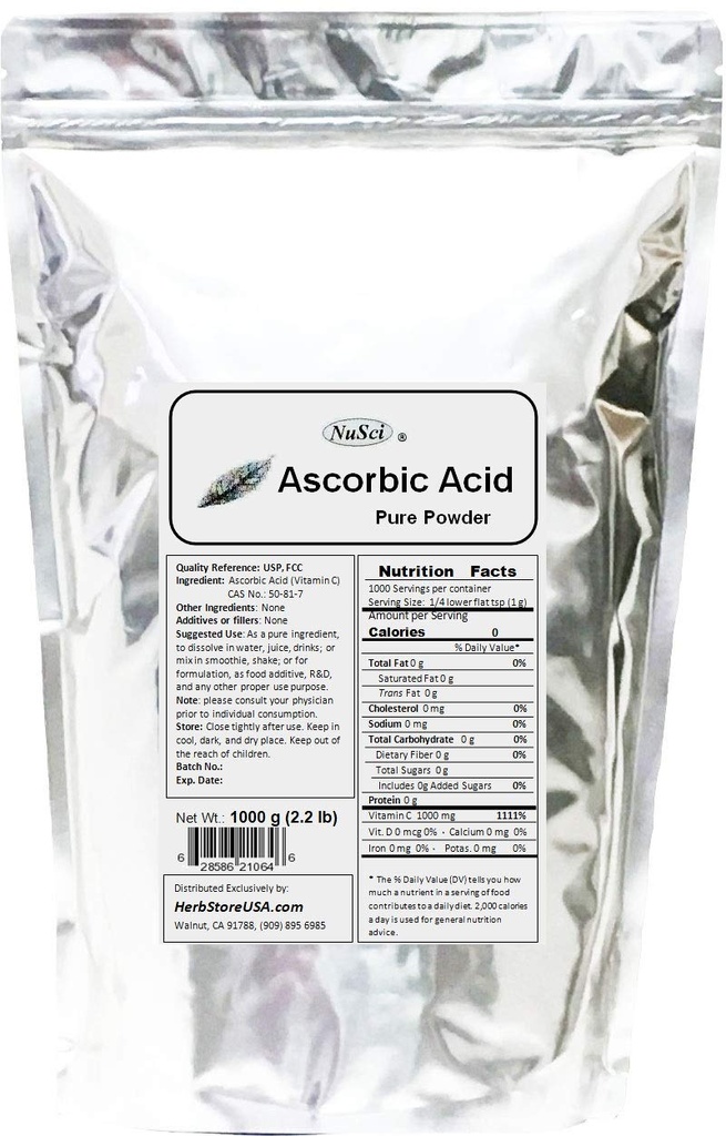 Ascorbic Acid Nutrition Pure Powder 1000g 2.2Lb