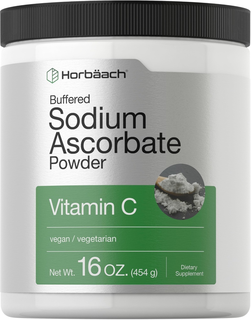 Horbäach Buffered Sodium Ascorbate Vitamin C Powder | 16 oz | Vegan, Non-GMO, and Gluten Free Supplement