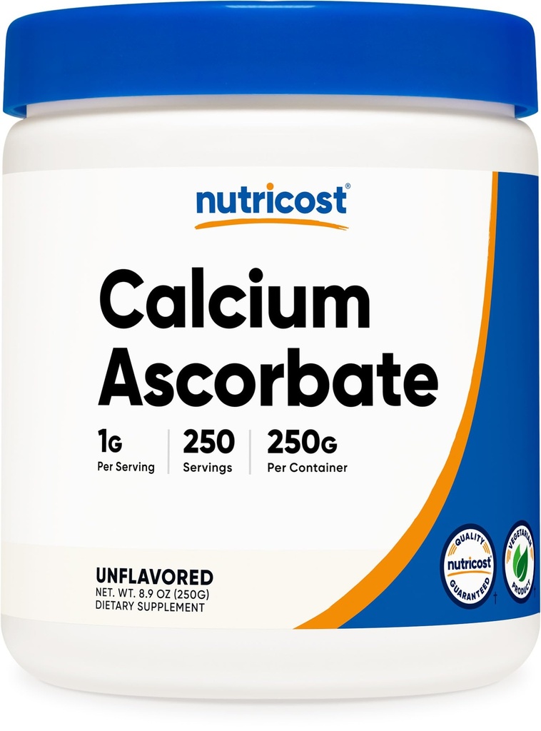 Nutricost Calcium Ascorbate Powder 250G (Unflavored, 250 Servings) - Vitamin C and Calcium Complex, Non-GMO, Vegan