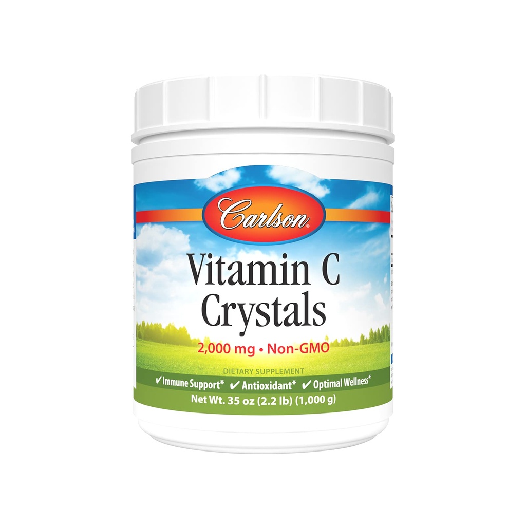 Carlson - Non-GMO Vitamin C Crystals, 2000 mg, Vitamin C Powder, Immune Support, Antioxidant, 35 oz (1000 g)