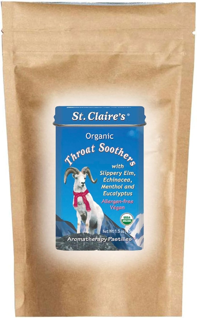Soothers Throat Organics de St. Claire (8 Ounce Refill Bag) Gluten-Free, Vegan, GMO-Free, Plant-Based, Allergen-Free TEN Made in Our Allergen-Free Facility