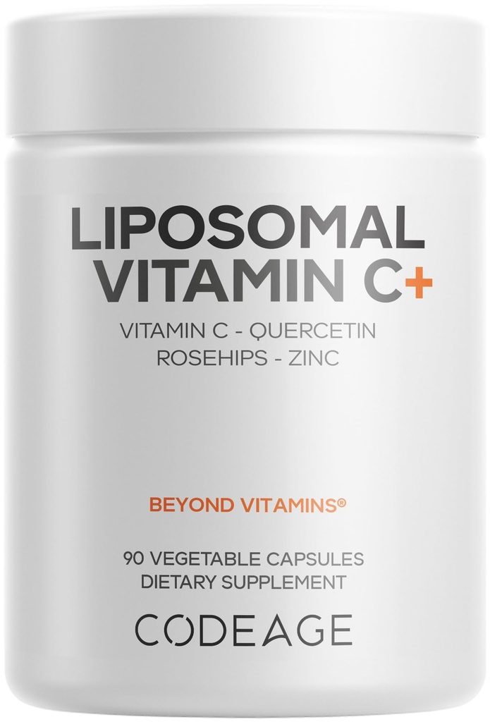 Codeage Liposomal Vitamin C Vitamins with Zinc, Elderberry, Citrus Bioflavonoids Ascorbic Acid, Quercetin & Rose Hips Fruit, Vitamina C Liposomal Supplement Pills - Non-GMO, Vegan - 90 Capsules