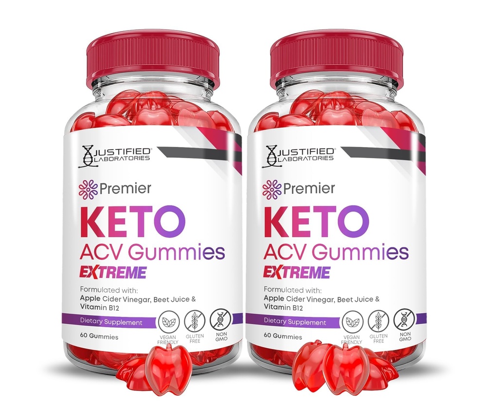 (2 Pack) Premier Keto ACV Gummies Extreme 2000MG Premier Keto Gummies Apple Sider Vinegar Formulado con Pomegranate Beet Juice Powder B12 Vegan Non GMO 120 Gummys