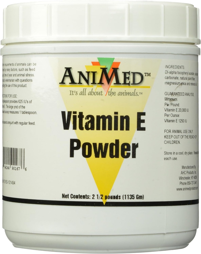 AniMed Vitamina E Powder Suplemento para caballos, 2,5 libras