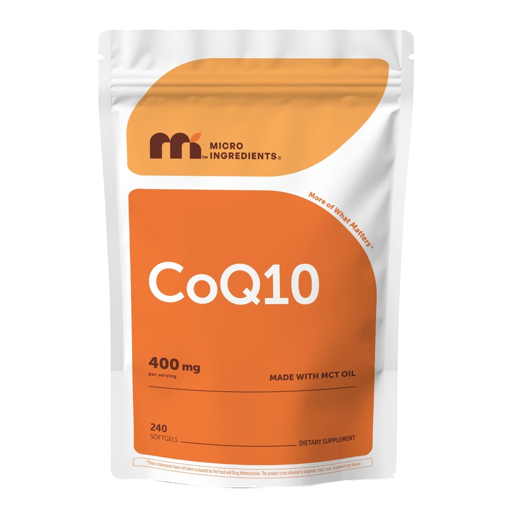 Micro Ingredients CoQ10 400 mg Per Serving, 240 Softgels | Made with Coconut MCT Oil | Coenzyme Q10 (Ubiquinone) | Non-GMO