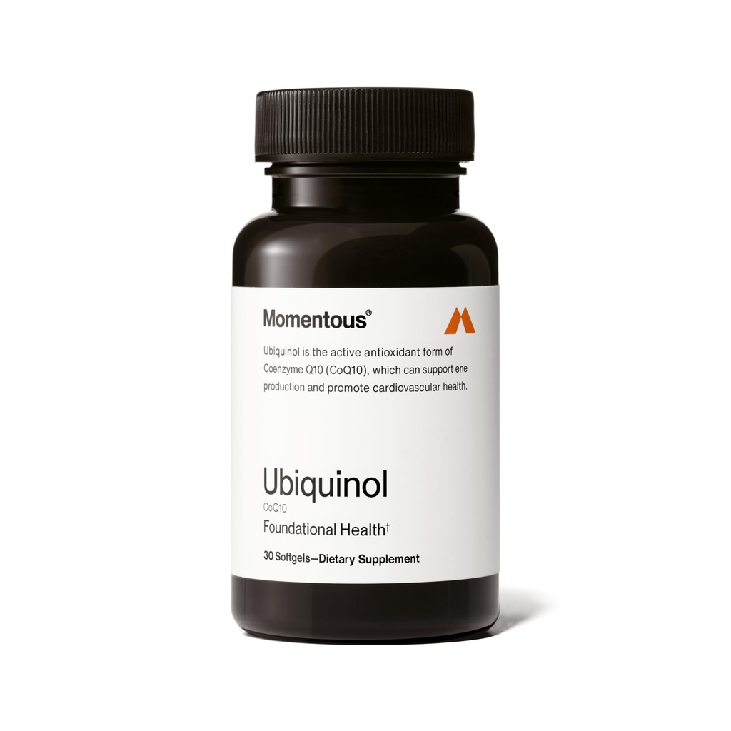 Momentous Ubiquinol - 42 g Plant-Based CoQ10 Softgel Supplement for Foundational Health Support - NSF Certified for Sport - GMO- & Gluten-Free - 30 Servings