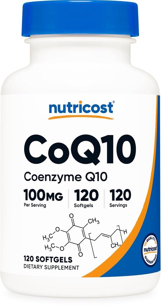Nutricost CoQ10 Softgels (120 Servings, 100 mg Por Serving) - Mejor Absorción, Ultra Pure CoQ10 Suplemento, Gluten Gratis y No GMO