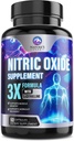 Extra Strength Nitric Oxide Booster - 3X Strength L-Arginine, Citrulline, & Beta Alanine - Premium Nitric Booster Natural Energy, Muscle & Heart Support, Bottled in USA for Men & Women - 60 Capsules