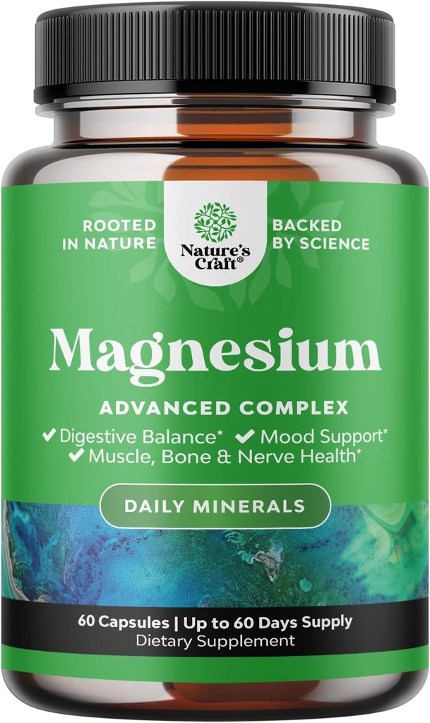 Alta Absorción Magnesio Suplemento Complejo - Oxido de Magnesio 500mg con Citrato 500mg para el sueño y el soporte de humor - Citrato puro por servicio para musculoso Stomach y Digestión