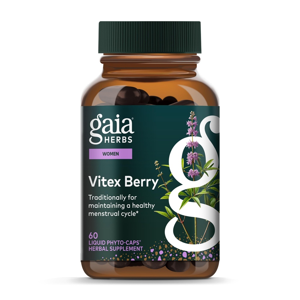 Gaia Herbs Vitex Berry - Soporta Equilibrio hormonal & Fertilidad en Mujeres - 60 Vegan Liquid Phyto-Capsules (30-Day Supply)