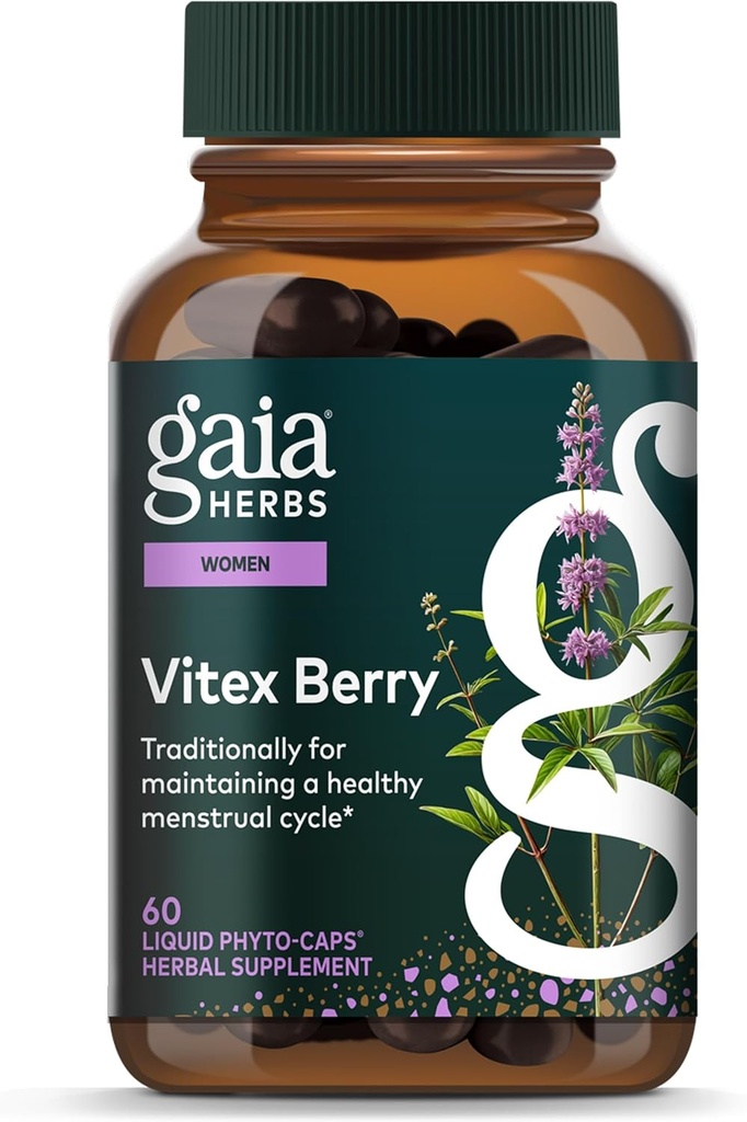 Gaia Herbs Vitex Berry - Soporta Equilibrio hormonal & Fertilidad en Mujeres - 60 Vegan Liquid Phyto-Capsules (30-Day Supply)