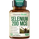 Selenium 200 mcg Capsules – High-Potency Selenium Supplement for Thyroid, Antioxidant & Immune Support – Highly Bioavailable L-Selenomethionine Essential Mineral Supplements – Vegan, 100 Capsules