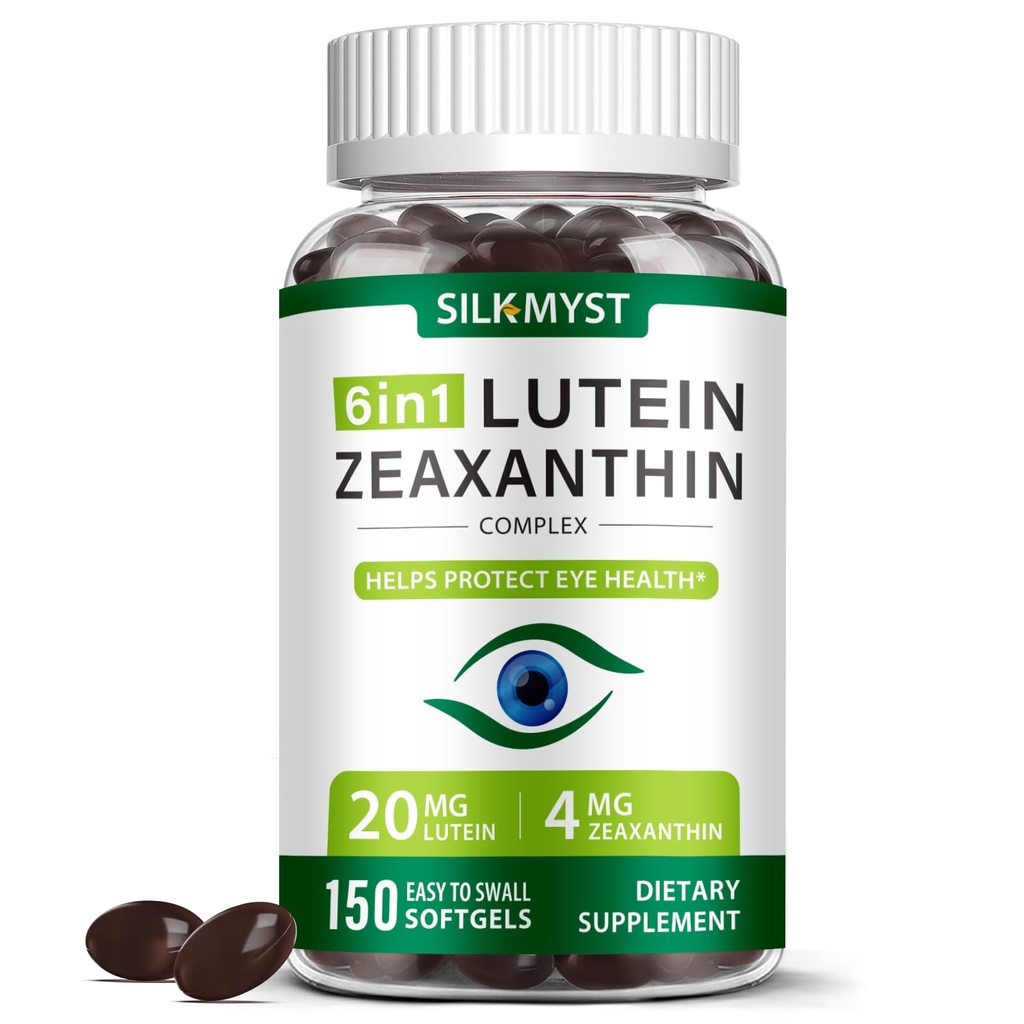 Lutein and Zeaxanthin Supplement - Eye Vitamins 150 Softgels, 20mg Lutein & 4mg Zeaxanthin with Vitamins C, E, Zinc, Copper for Blue Light Protection, Eye Health Support, 5 Months Supply