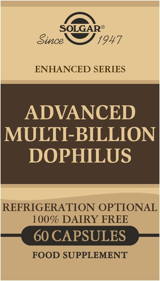 Solgar Advanced Multi-Billion Dophilus, 60 cápsulas vegetales - Supports Healthy Intestinal Flora - 5 mil millones de microorganismos Por Ser - Gluten, Dairy, Lactose &amp; Milk No - Vegetarian - 60 Servings