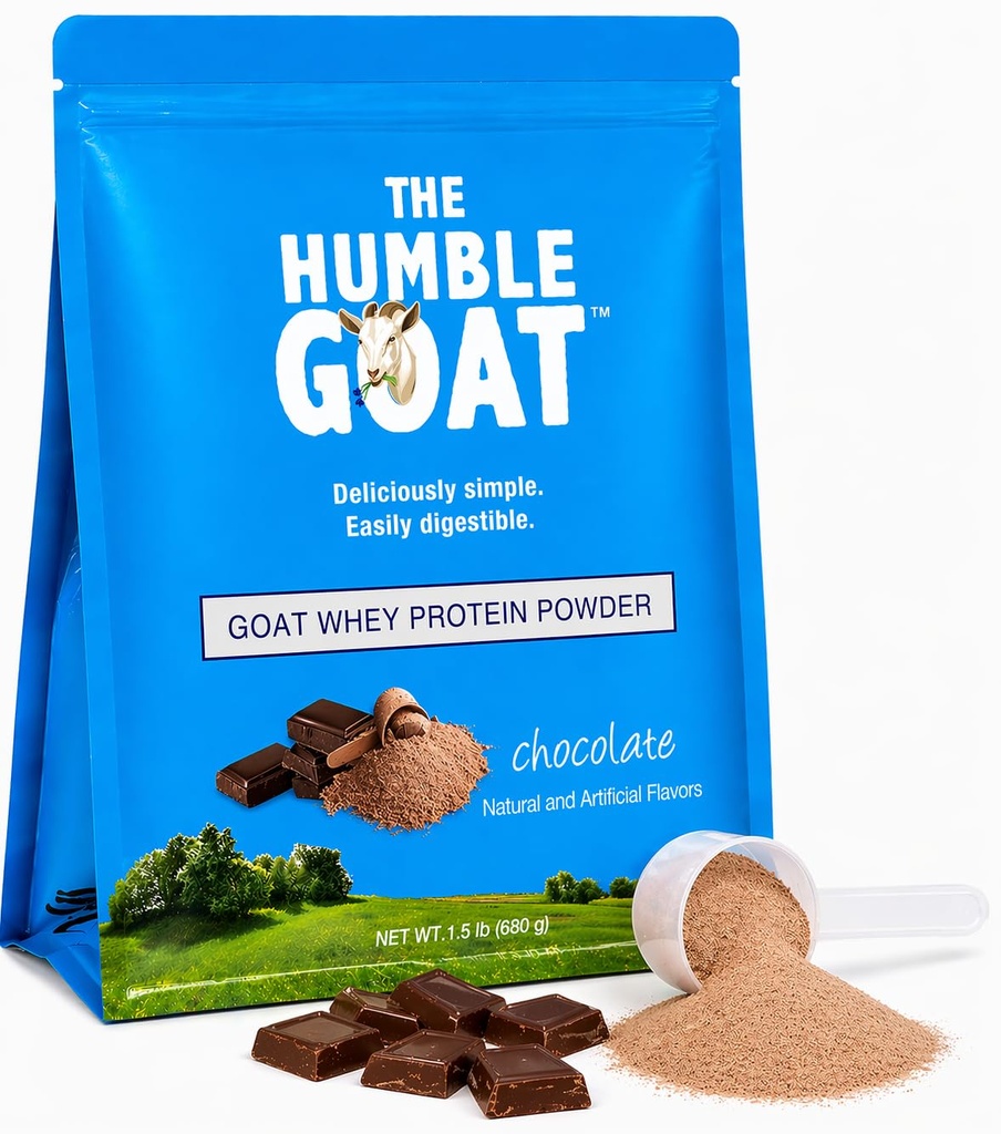 Grass Fed Whey Protein Powder Chocolate 1.5 lb – Made from Goat Milk, Easy to Digest, Clean Taste, Non-GMO, Gluten-Free & Versatile Chocolate Whey Protein Powder, Made in USA