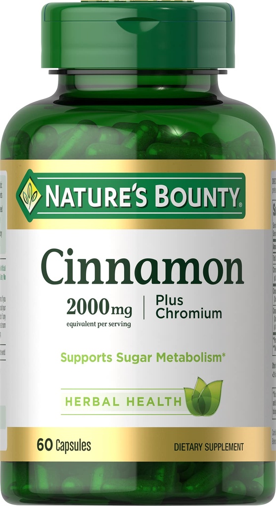 Nature's Bounty Cinnamon Plus Chromium Capsules, 60 Count