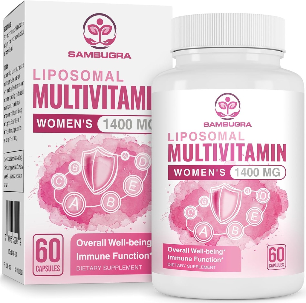 Multivitamínico Liposomal para Mujeres 1400MG - Mujeres Multi Vitaminas Suplementos diarios con Hierro, Vitamina A, C, D, E y B Complejo para la Salud Inmunitaria, Peluquería y Skin Support para Mujeres 18+,60 cápsulas Veganas