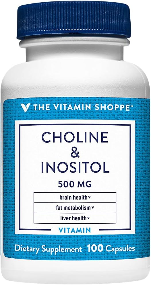 The Vitamin Shoppe Choline & Inositol 500MG, Once Daily Supplement for Fat Metabolism & Brain Health (100 capsules)