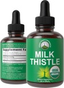 USDA Organic Milk Thistle Extract Vegan Liquid Drops. Liver Detox Herbal Suplemento. Cero Azúcar, Grande para la Digestión y Un Limpiador. Suplementos pura de leche orgánica para mujeres y hombres