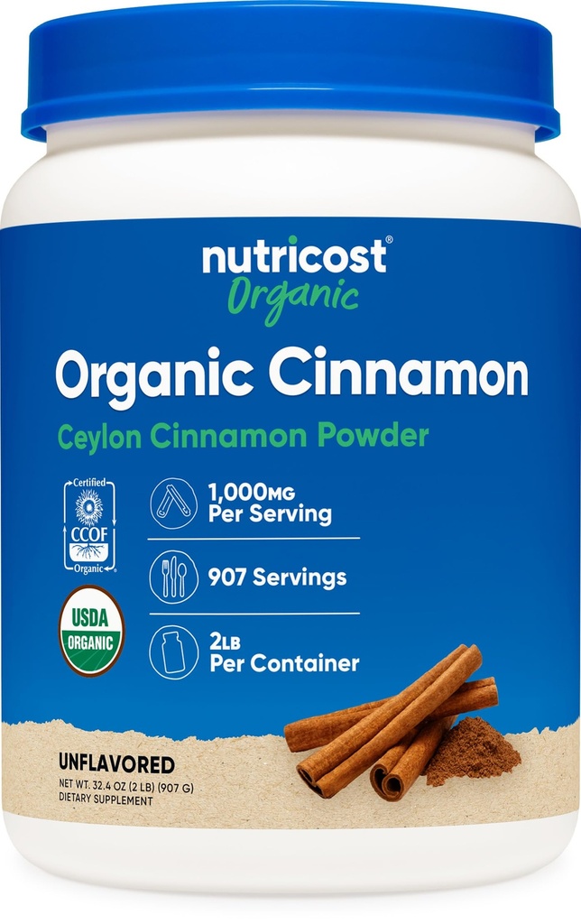Nutricost Organic Ceylon Cinnamon Powder (2 pounds) - Vegan, Gluten-Free, GMO-Free