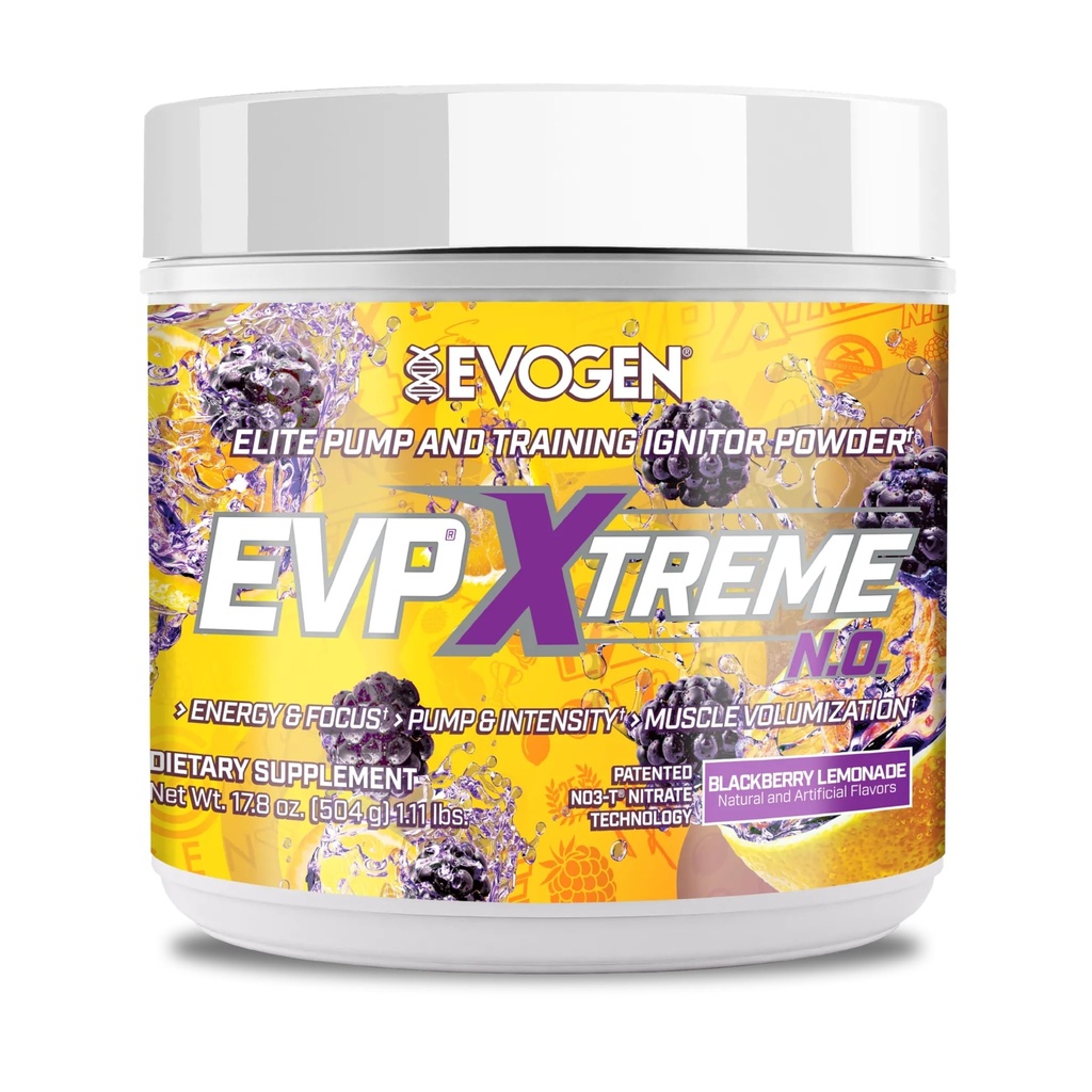 Evogen EVP Xtreme NO - Pre Workout Powder for Men & Women | Sugar Free Preworkout with Beta Alanine, Creatine, and Caffeine for Energy & Pump | BlackBerry Lemonade | 40 Servings