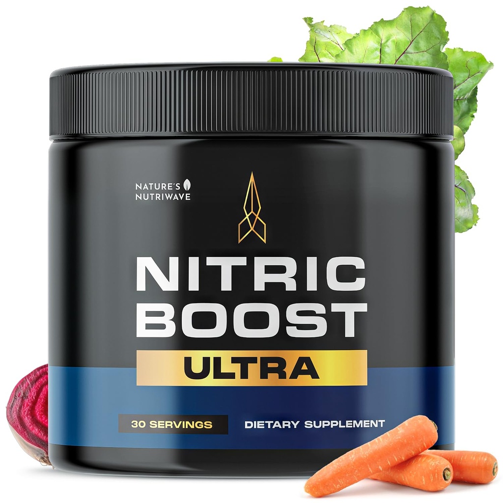 Nitric Boost Ultra Powder - Made in the USA, GMP-Certified, Non-GMO, Non-Habit Forming Formula - 30 Servings, 1 Month Supply