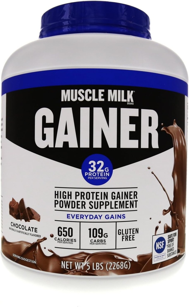 Muscle Milk Gainer Protein Powder, Chocolate, 32g Proteína, 5 libras