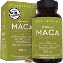 Viva Naturals Peruvian Maca Root Supplement for Women & Men, 500mg - Traditionally Used for Energy, Stamina & Endurance - 250 Yellow Maca Root Powder Capsules, Gelatinized for Easier Digestion