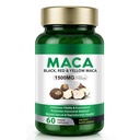 Maca Root, Black Pepper Extract Capsules for Women & Men with 1500 mg Black, Red & Yellow Maca,Gives Energy Boost -60 Capsules, Easy to Swallow