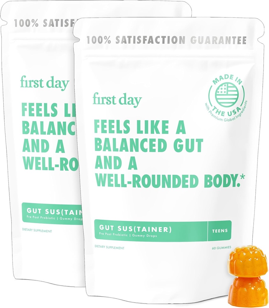 PRIMERA DÍA Gut Sustainer Tribiotic Gut Gut Gummies – 3-en-1 Prebiótico, Probiótico & Suplemento Postbiótico – Apoya Digestivo, Esquí, Salud Oral, Absorción Nutriente " Crecimiento – Suministro de 60 días