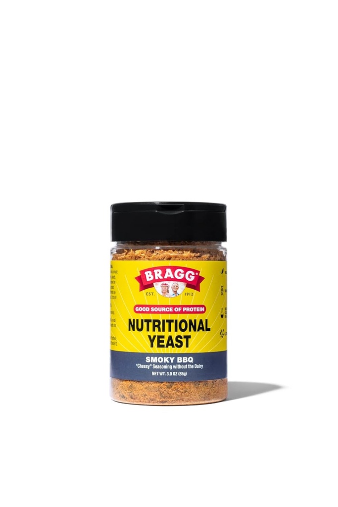 Bragg Nutritional Yeast Smoky BBQ Seasoning - 3 oz - Sustituto de queso parmesano libre de lácteos - Perfecto para ensaladas, pastas, palomitas y más