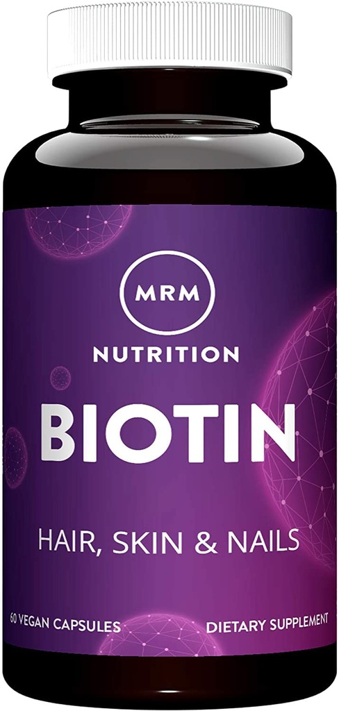 MRM Nutrition Biotin | Supports Hair, Skin & Nails | 5000mcg Biotin | Cellular Energy | Vegan + Gluten-Free + Non-GMO | Hair Growth & Nail Health Vitamins | 60 Servings
