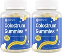 Bovine Colostrum Supplement Gummies - with 60% Highest IgG, Lactoferrin, Probiotics and Prebiotics for Adults and Kids, Vanilla Flavor & Sugar Free, 2 Pack