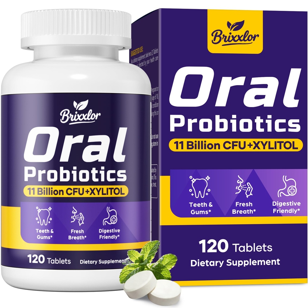 Oral Probiotics for Mouth Bad Breath for Adults - Fresh Breath & Great Oral Health, 52.6 Billion CFU Oral Probiotics for Teeth and Gums & Gut Health| Mint Flavor| 120 Lozenges