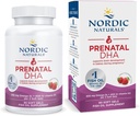 Naturales nórdicos DHA prenatal, Fresa - 90 Gels blandos - 830 mg Omega-3 + 400 UI Vitamina D3 - No GMO - 45 Actuaciones