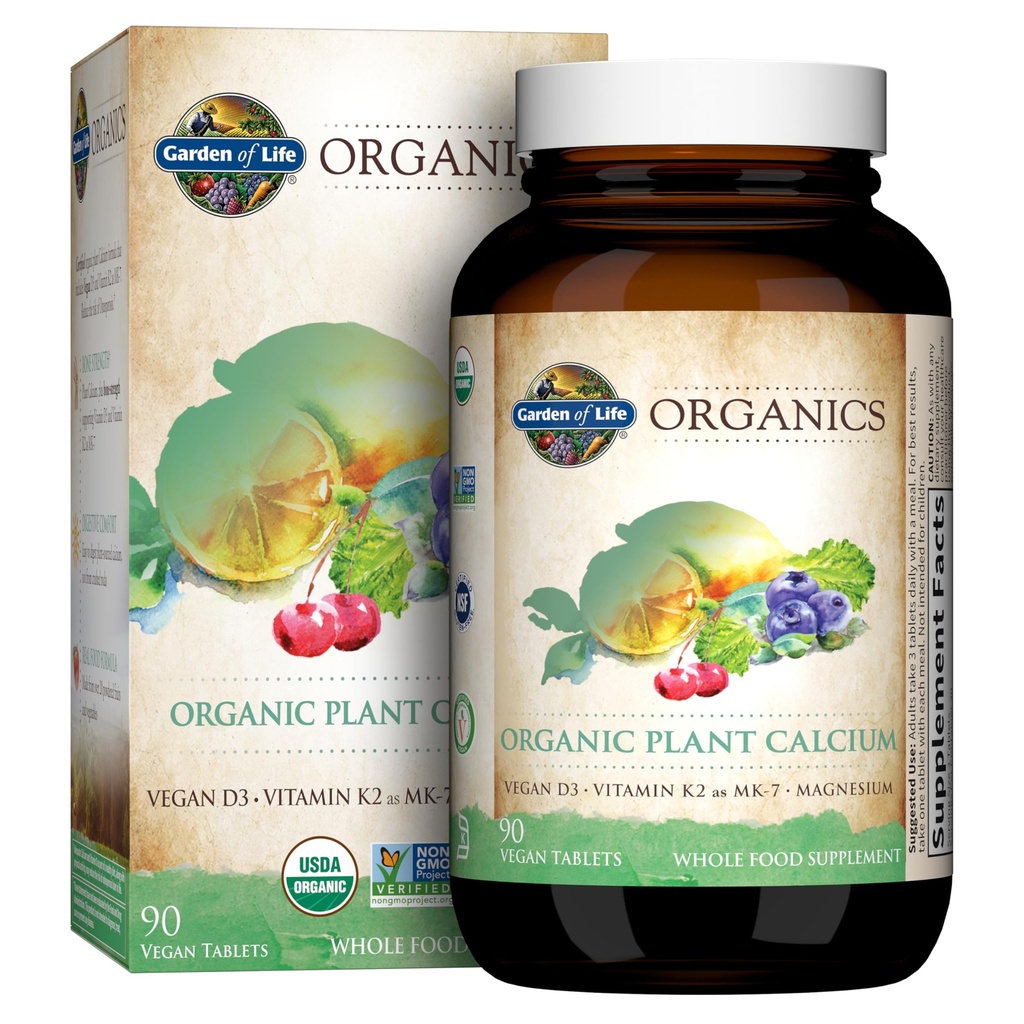Garden of Life Calcium Supplement with Magnesium & Organic Vitamin D3 K2, Made from Whole Foods, Gluten-Free, 90 Count