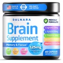 Brain Supplements for Memory and Focus for Men and Women - Nootropic with Alpinia Galanga, CognatiQ, Phosphatidylserine, L-Theanine, L-Tyrosine - Brain Booster Memory Pills Brain Health - 60 Capsules