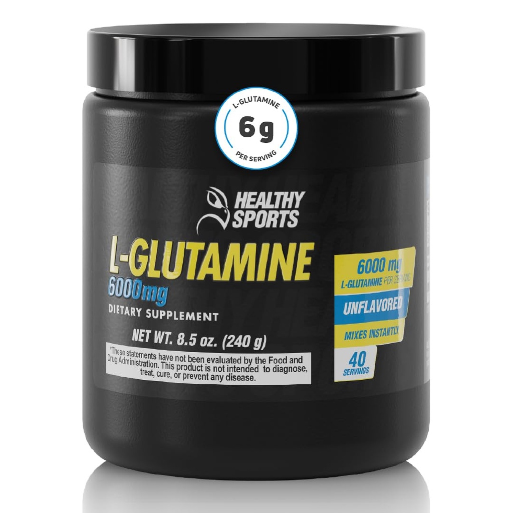L-Glutamine Premium Powder - 6,000 mg per Serving for Muscle Recovery - Unflavored, Vegan, Non-GMO, Gluten-Free, Dairy-Free, 40 Servings for Improved Performance and Faster Recovery