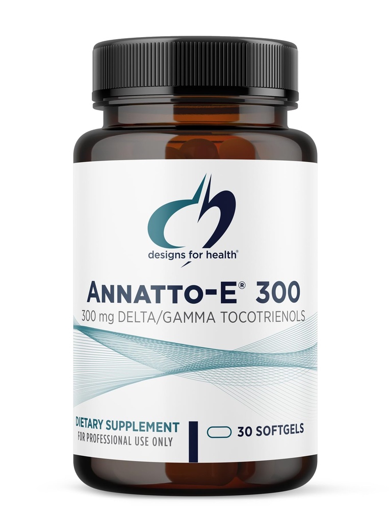 Diseños para la salud Annatto-E 300 mg Tocotrienols - DeltaGold Vitamin E Complex Supplement with Delta + Gamma Tocotrienols - Cardiovascular, Healthy Aging + Antioxidant Support - Non-GMO (30 Softgels)