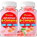 Organic Methylated Vitamin B Gummies: Natural Complex Supplement with B1 B2 B3 B5 B6 B7 B9 B12 Plus D3 Zinc Magnesium Ashwagandha Omega3 - Energy Support for Work Adults Women Men(120Count)