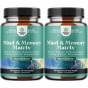 Advanced Brain Supplement for Memory and Focus - Nootropics Brain Support Supplement with Memory and Focus Vitamins for Adults of All Ages - for Brain Fog Clarity Energy and Recall - 60 Count - 2 Pack