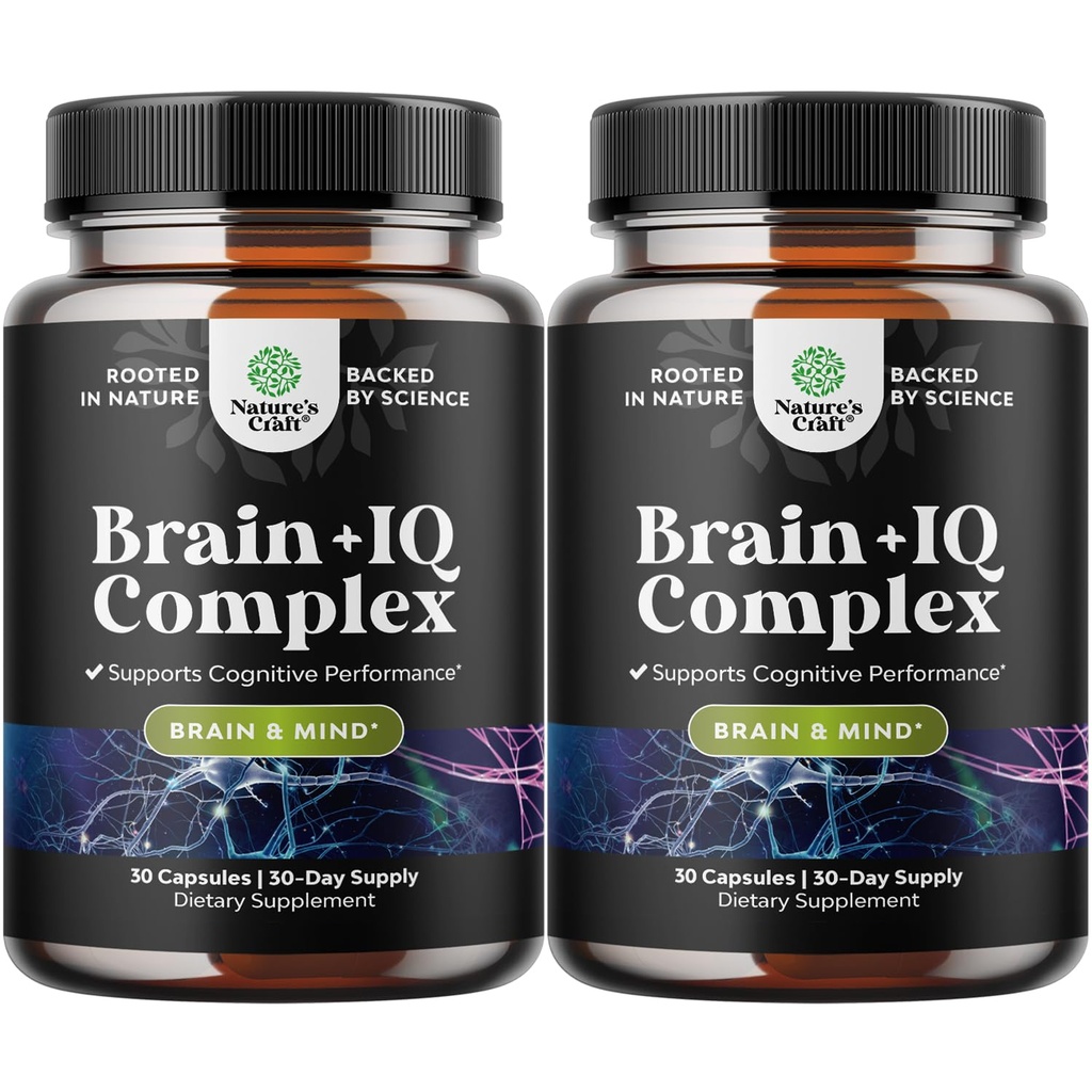 Nootropic Memory Supplement for Brain Support - Memory Pills for Brain Boost and Natural Energy Booster - VIT B12 Bacopa Monnieri Rhodiola Rosea DMAE Ginkgo Biloba Phosphatidylserine Supplement 2pack